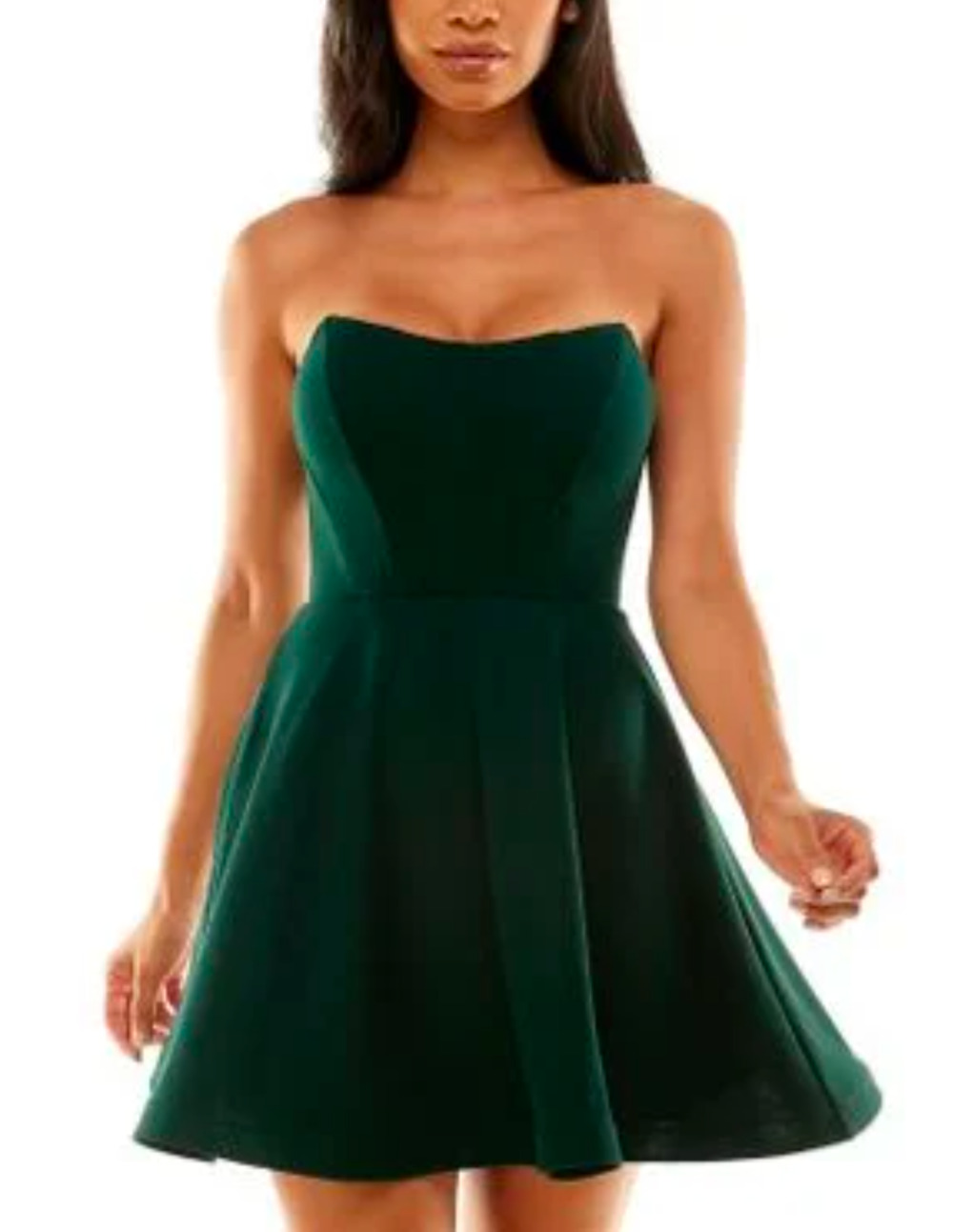 NWT B. Darlin Womens Juniors Strapless Corset Fit & Flare Dress Green size 9/10